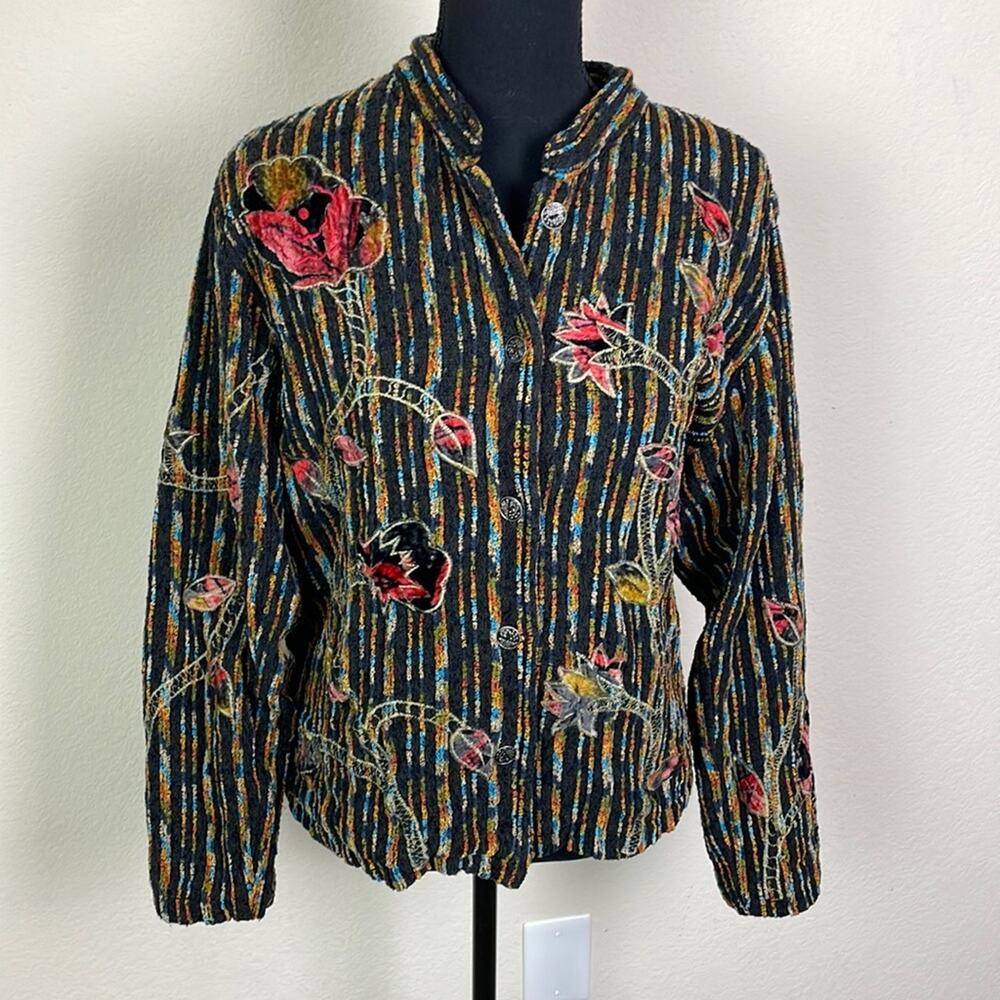 Vintage 80’s Coldwater Creek floral boho art textured jacket women’s PXL